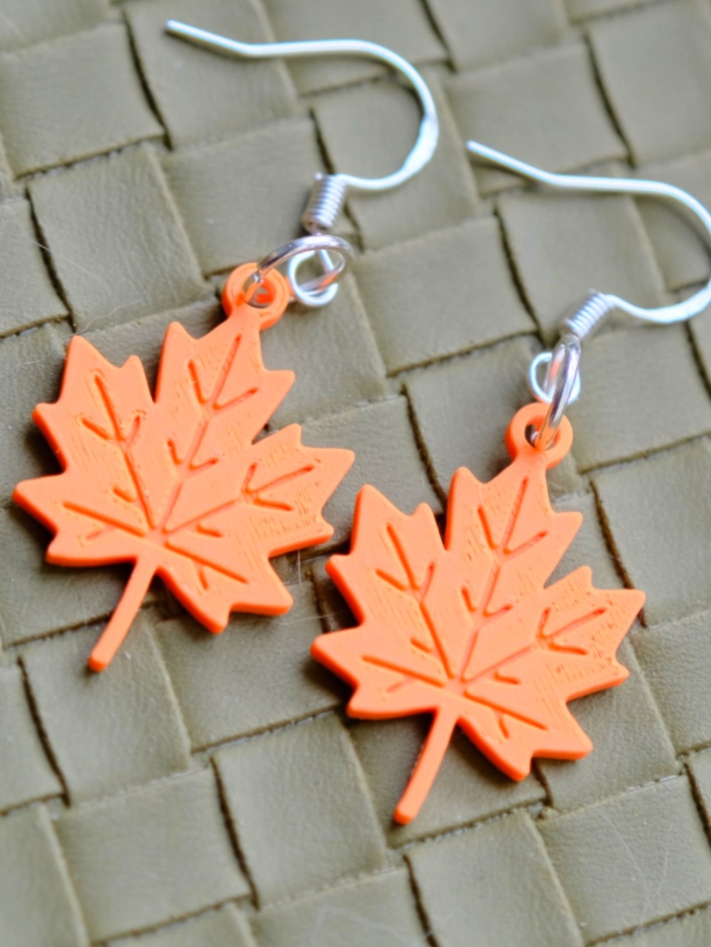 Orange Maple Leaf Earrings